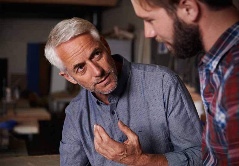 father and son during intervention