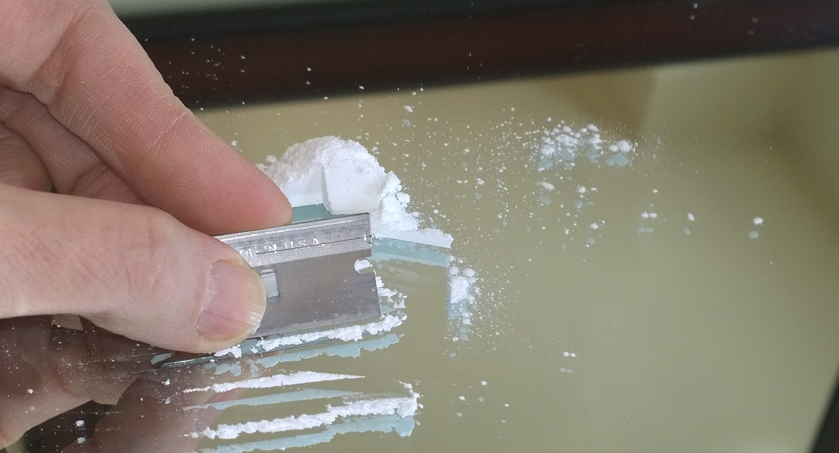 Cocaine powder on table