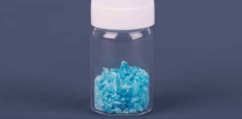 blue bath salts in jar