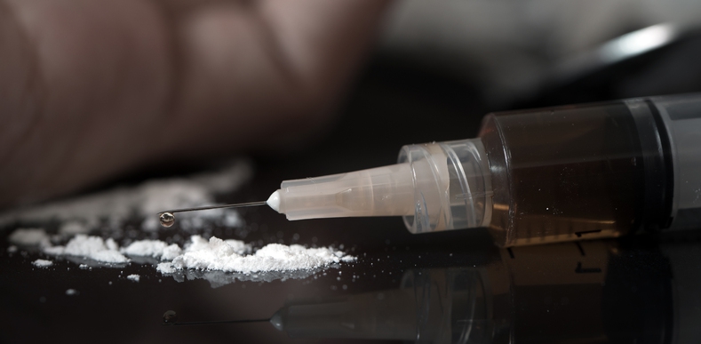 heroin needle and residue