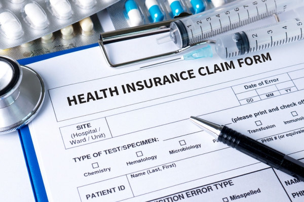 Document with health insurance claim information.
