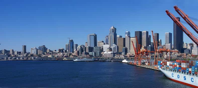 Seattle waterfront skyline.