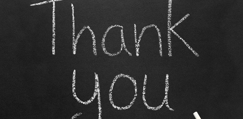 Chalkboard saying "Thank You"