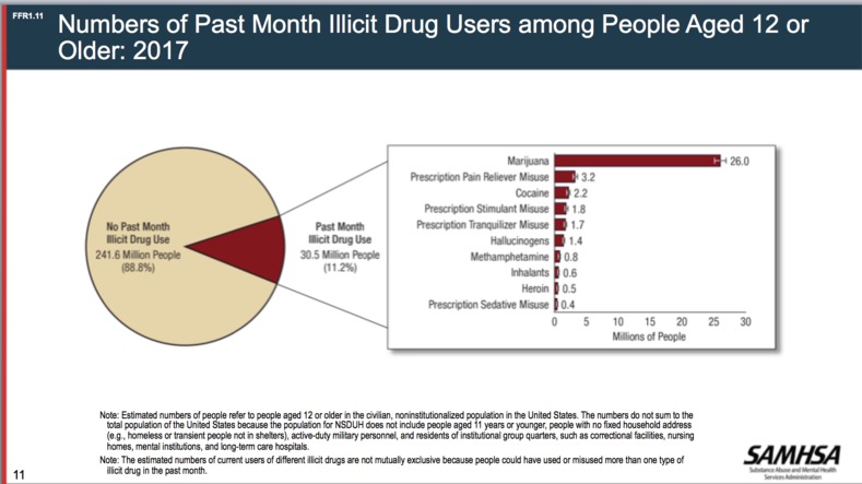 Pie chart depicting number of people who used drugs.