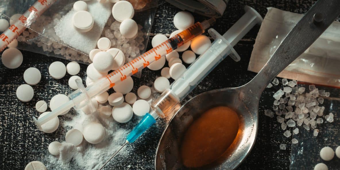 various hard drugs on table